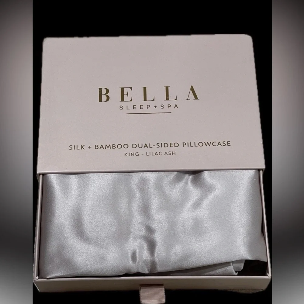 🆕 Bella Sleep + Spa Silk + Bamboo Dual-Sided Pillowcase King Lilac-Ash NIB
